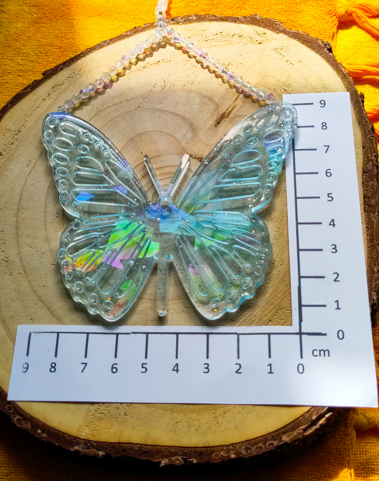Holographic Butterfly Suncatcher Large, Transparent Pale Blue Mary